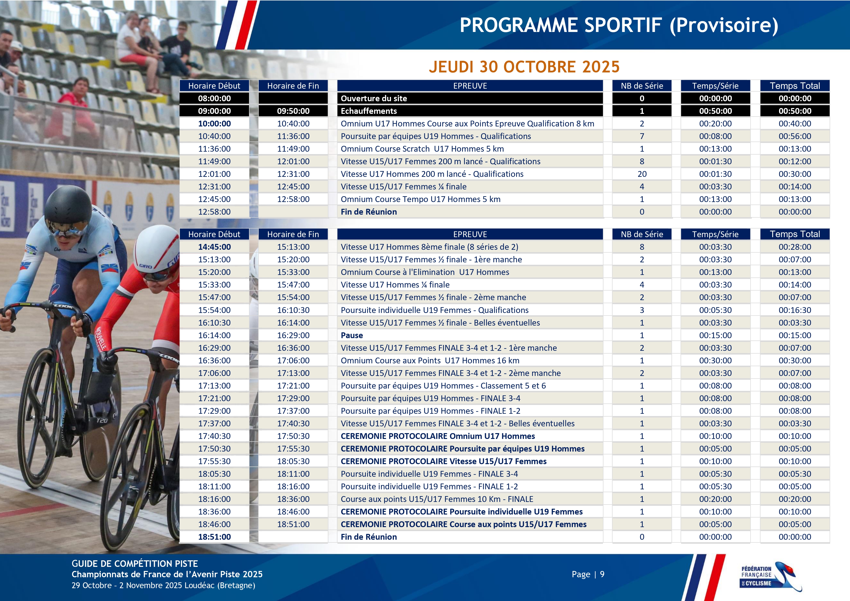 Programme Championnats de France Piste Avenir 2025 V17102025_page-0002